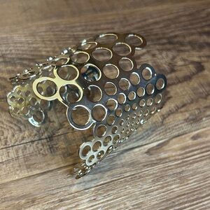 Gold Openwork Circle Cuff Bracelet